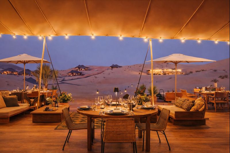 Vue depuis le restaurant le soir 