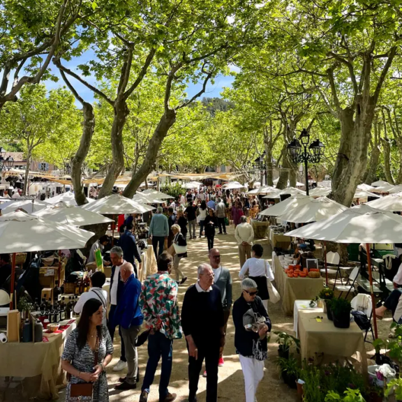 Marché de producteurs à Saint-Tropez sur la place des Lices lors de l’événement gastronomique
