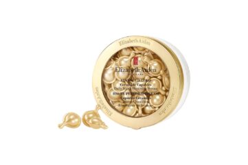 Pot Elizabeth Arden Advanced Gold Ceramide Capsules ouvert révélant les capsules dorées